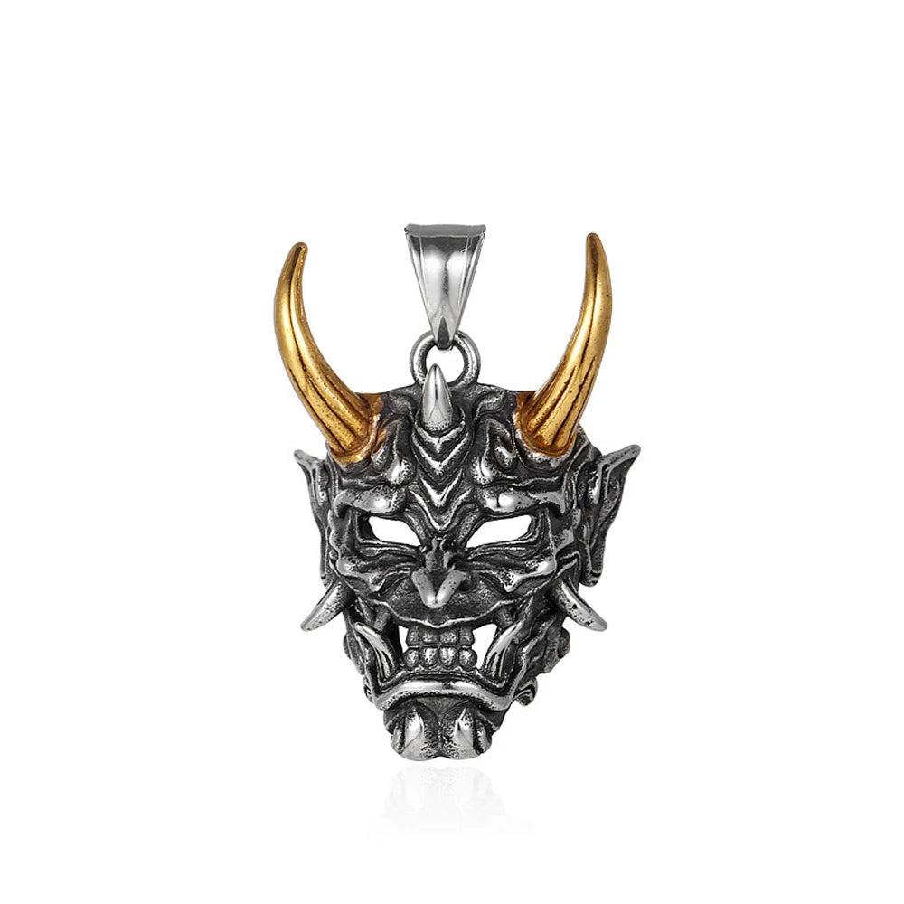 Gothic Retro Stainless Steel Ghost Mask Pendant Necklace