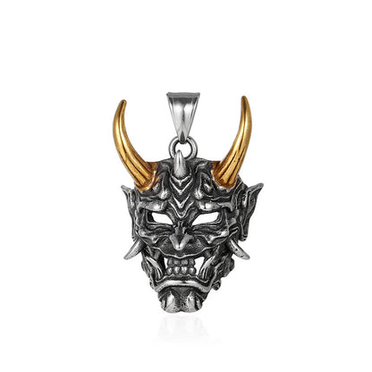 Gothic Retro Stainless Steel Ghost Mask Pendant Necklace