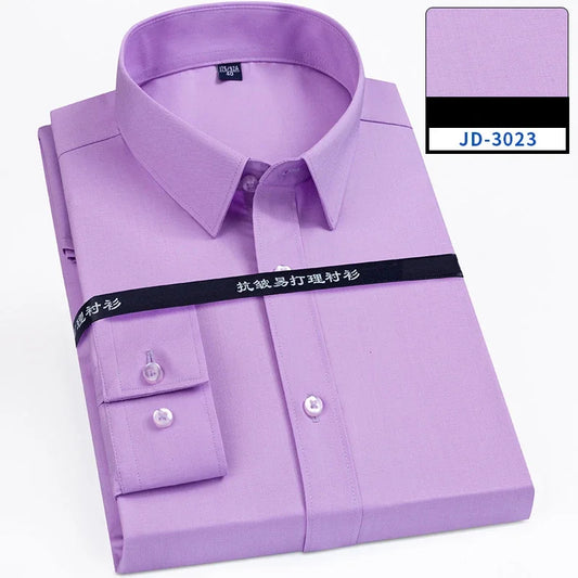 Men's Slim Fit Stretch Wrinkle‑Free LongSleeve Formal Shirt