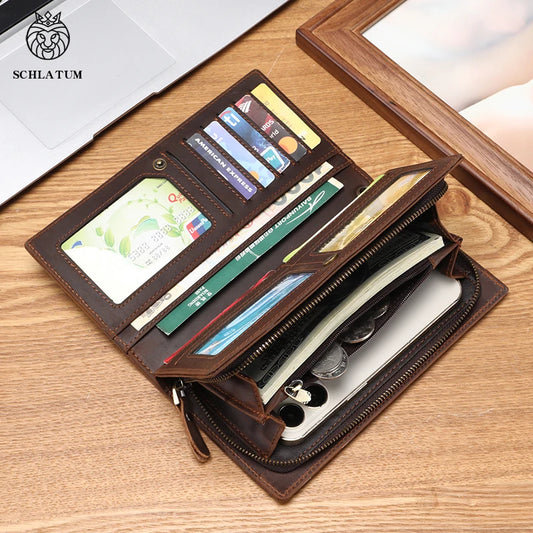 Lange Retro-Clutch-Geldbörse für Herren aus PU mit Münzfach