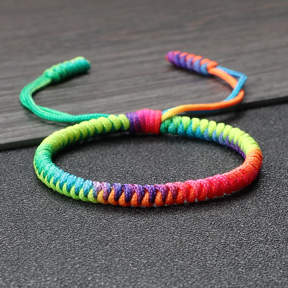 Unisex Rainbow Thread Braided Woven Rope Bracelet