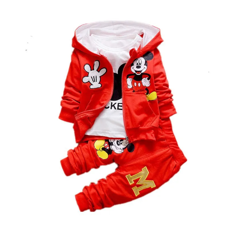 Spring and Autumn New  Boys Clothes Set - Cute Mickey Cotton Hooded Coat set