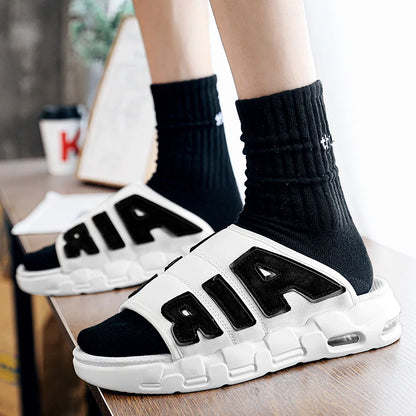 Platform Slides Cool Black Slide Cartoon Pattern Slippers