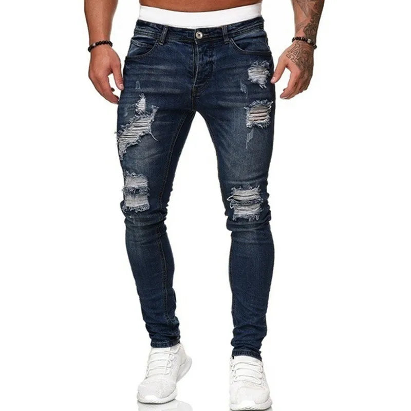 Men Street Style Ripped Skinny Jeans