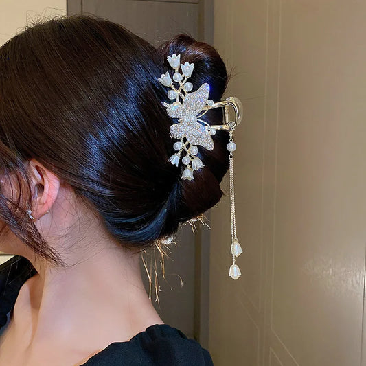 Perlenlilien-Quasten-Haarspangen