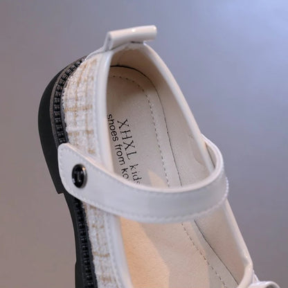 Kinder-Lederschuhe mit Patchwork-Schleife – Prinzessin Mary Jane Schuhe 
