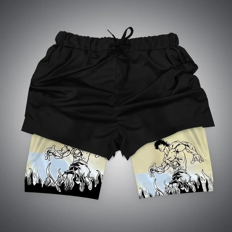 Dragon Ball & One Piece Anime Print Gym Shorts