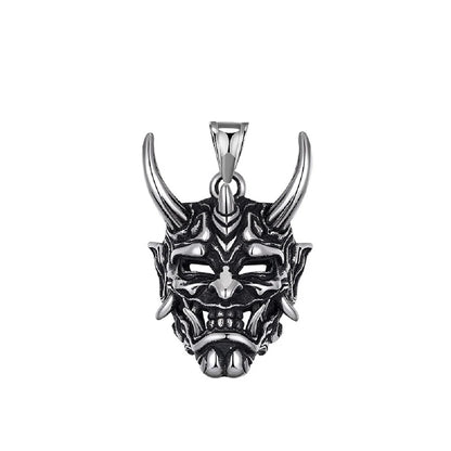 Gothic Retro Stainless Steel Ghost Mask Pendant Necklace