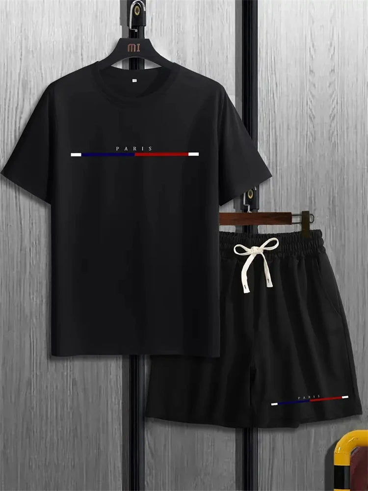 Men's Letter Printed 2-Piece Summer Gym Suit