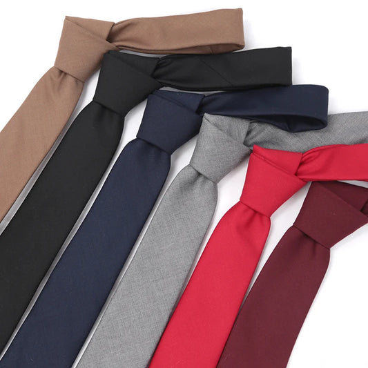 Men's Cotton Black Solid Necktie Narrow Collar Slim Ties