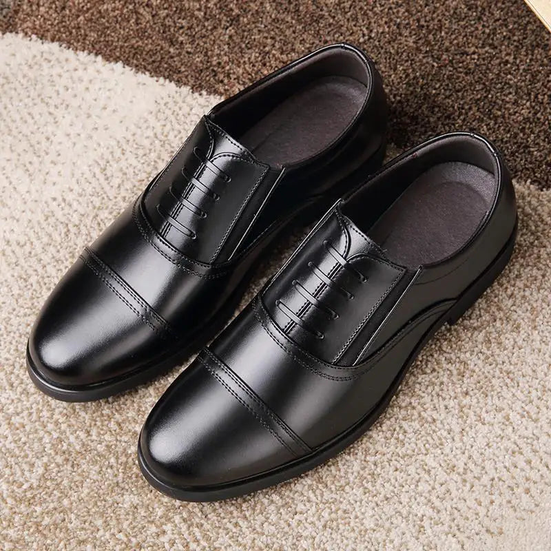 Men’s Genuine Leather Slip-On Dress Shoes – Lightweight Business Formal Oxford