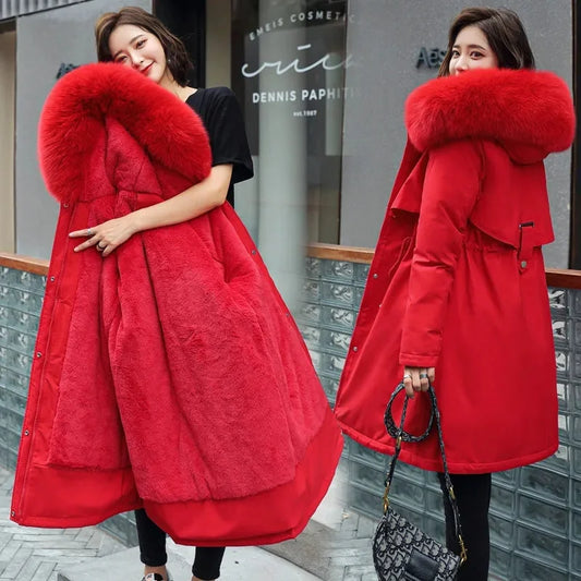 Veste chaude à capuche avec doublure en laine pour femme