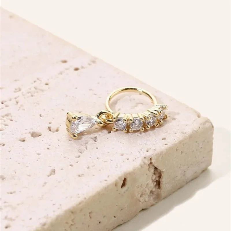 Nasenring mit Zirkonia für Damen – Hängender Nasenpiercing-Schmuck mit Zirkonia