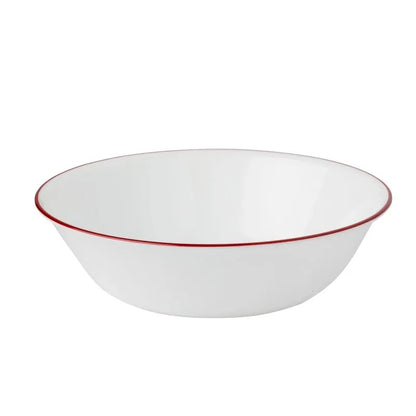 White & Red Round 12-Piece Dinnerware Set
