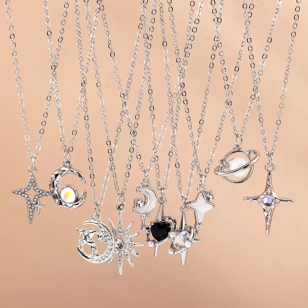 Silver Color Long Tassel Pendant Bow Necklaces