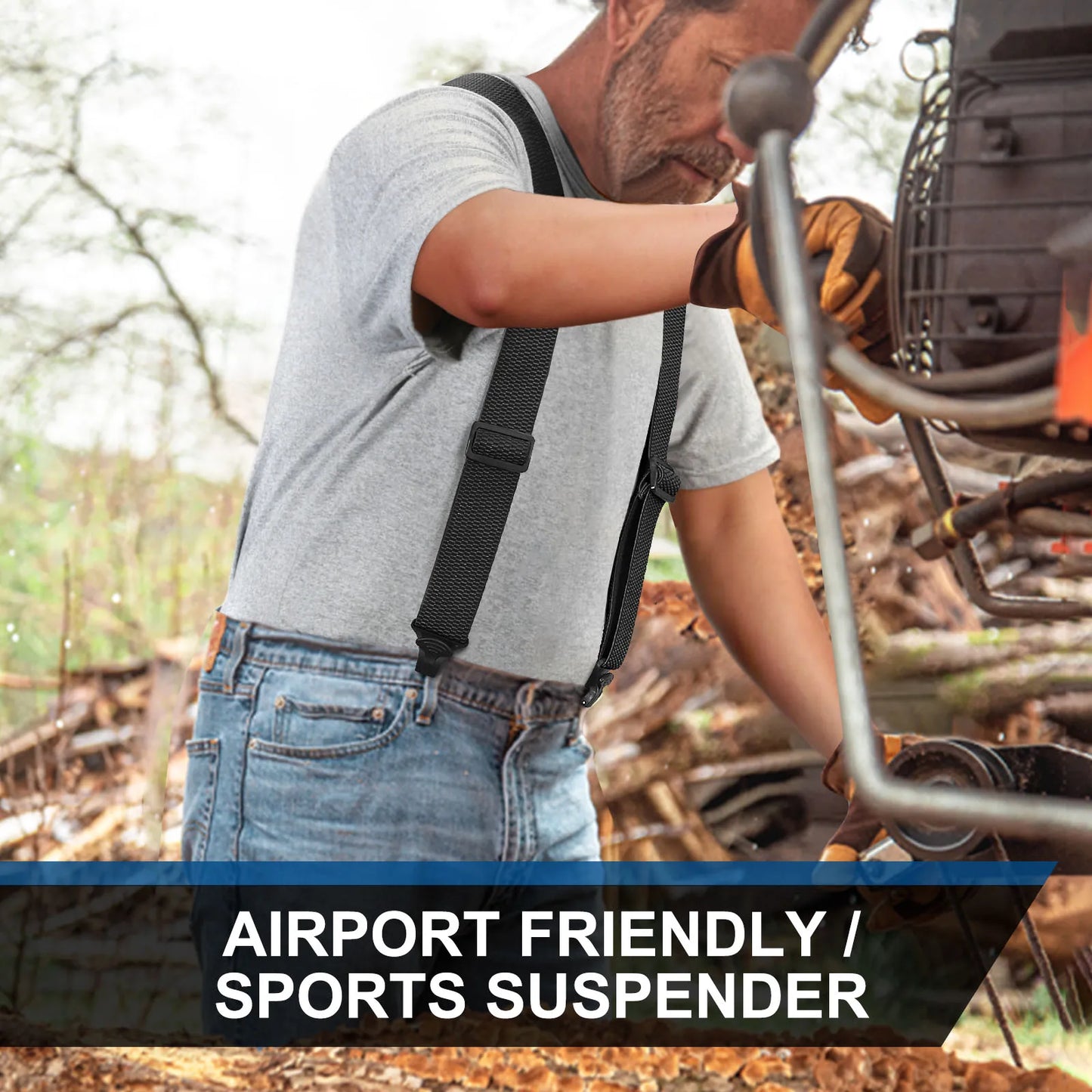 Heavy Duty Men’s Suspenders 3.8cm Wide X-Back Work Braces with 4 Strong Plastic Gripper Clasps – Adjustable Elastic Trouser Suspenders