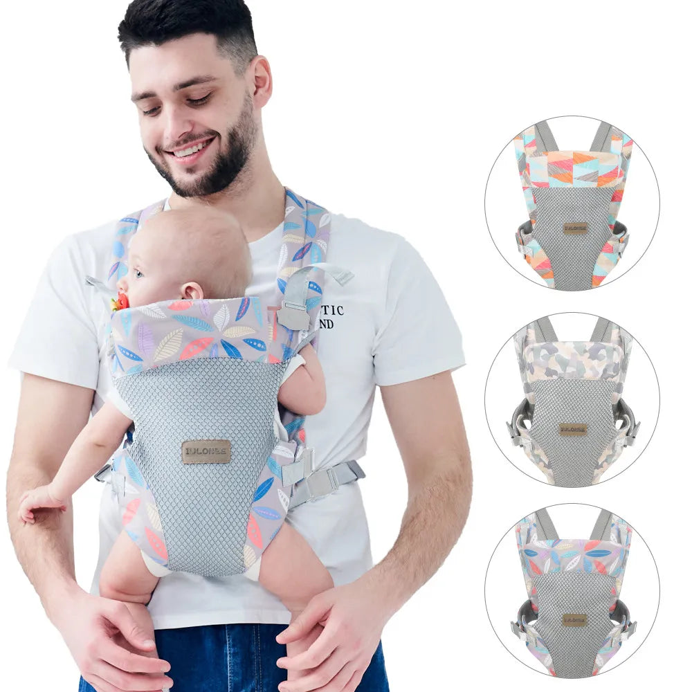 Babytrage-Rucksack für Neugeborene bis Kleinkinder, Vorder- und Rückseite