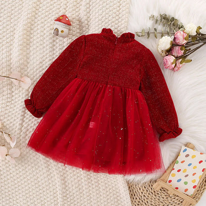 Robe de Noël en velours rouge pour bébé fille