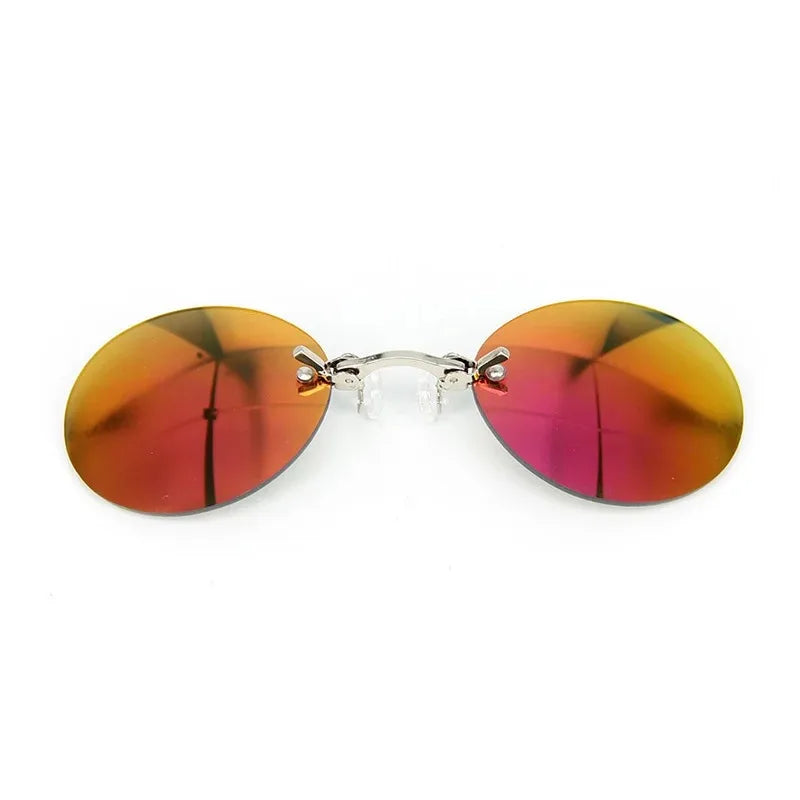 Men's Round Rimless Mini Clip On Nose Glasses