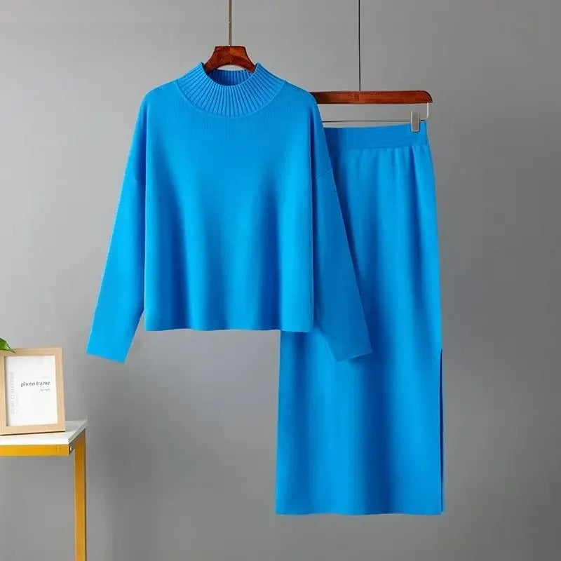 Women's Loose Casual Knitted Sweater - 2 Piece Tracksuit