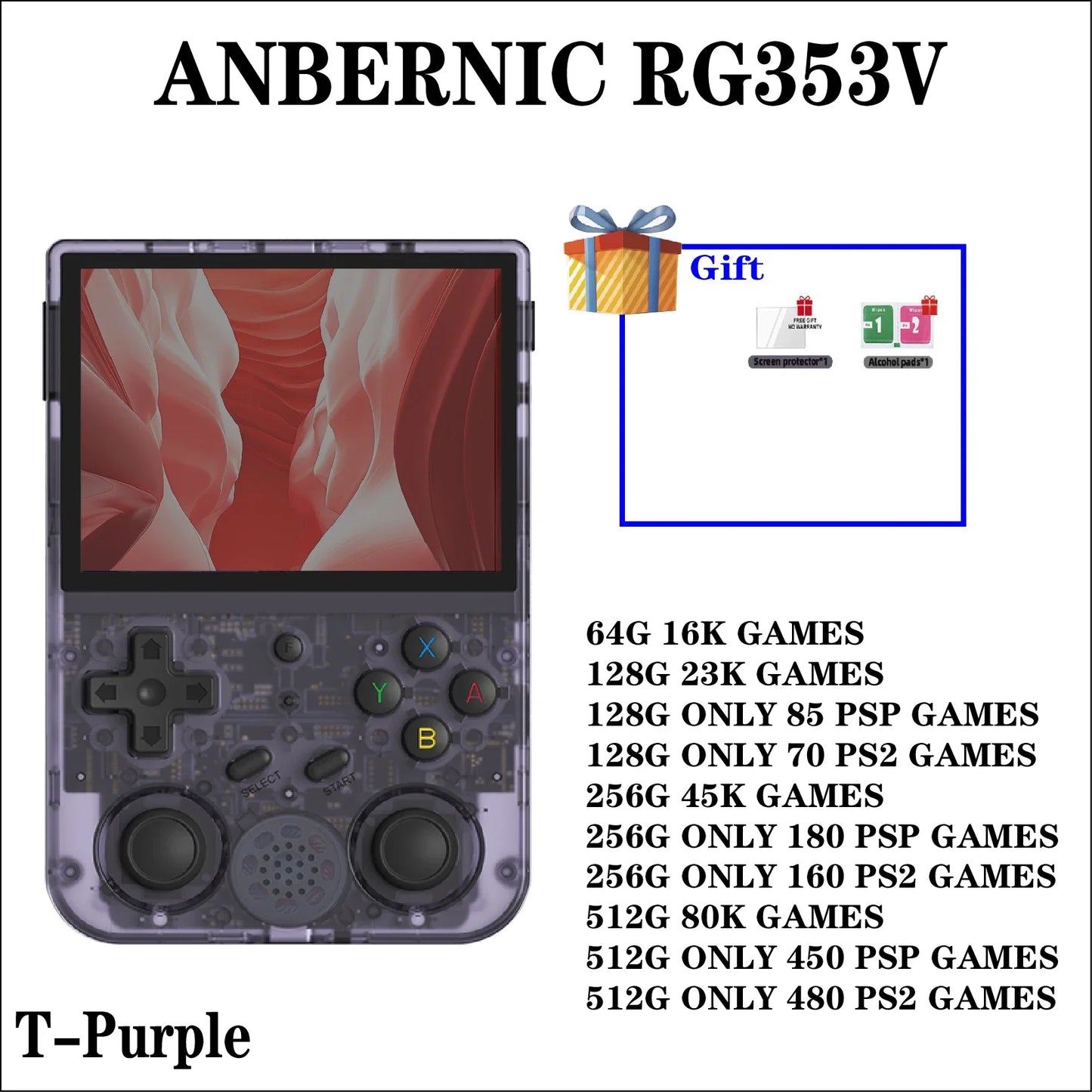 RG353V /353VS Handheld Game Consolas 3.5 INCH T618 Android 11 Linux OS RK3566 Built-in 20 Simulator  PSP Birthday Gift