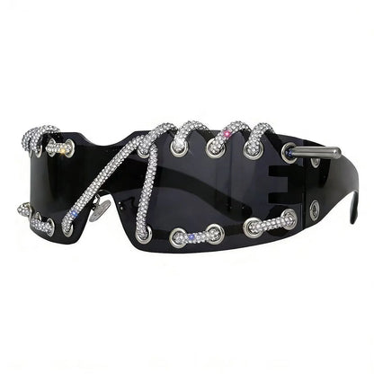 Women's Crystal Chain Designer Punk Y2k Sunglasses