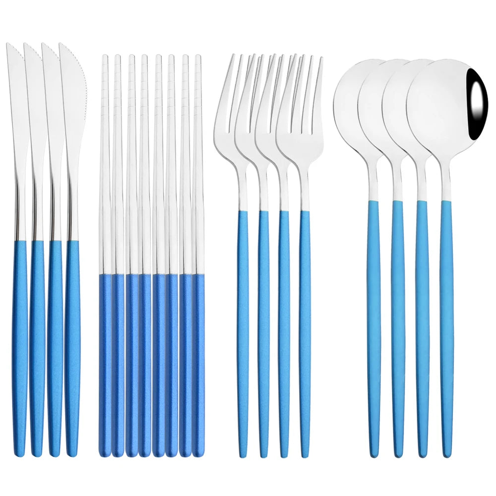 Edelstahl-Geschirrset in Gold und Grün