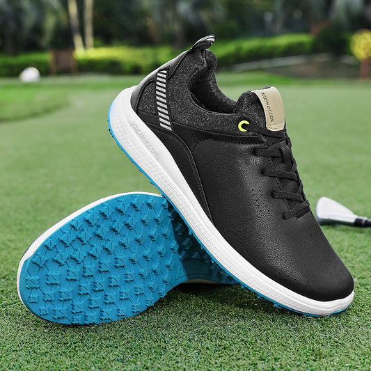 Men’s Waterproof Golf Shoes – Spikeless Lace-Up Golf Trainers Breathable Lightweight Golf Sneakers