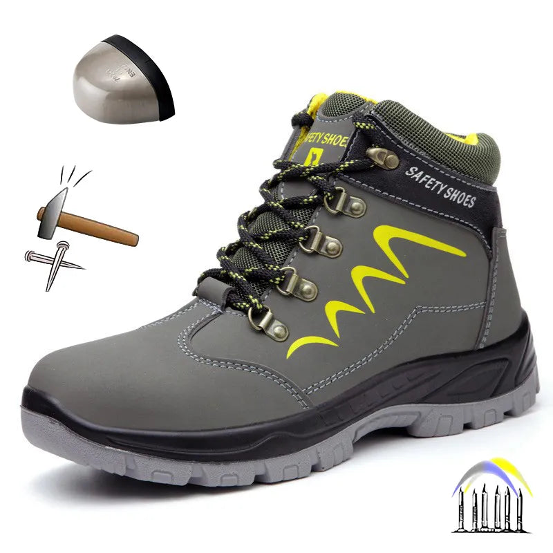 Indestructible Men Safety Shoes - Breathable Steel Toe Work Boots