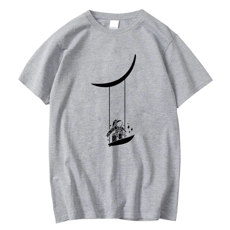 T-shirt à manches courtes et col rond imprimé Astronaut Moon Swing