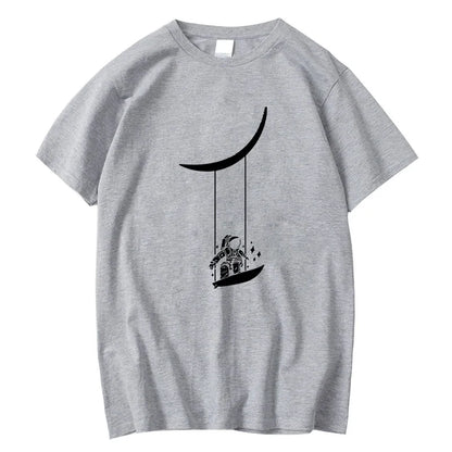 T-shirt à manches courtes et col rond imprimé Astronaut Moon Swing