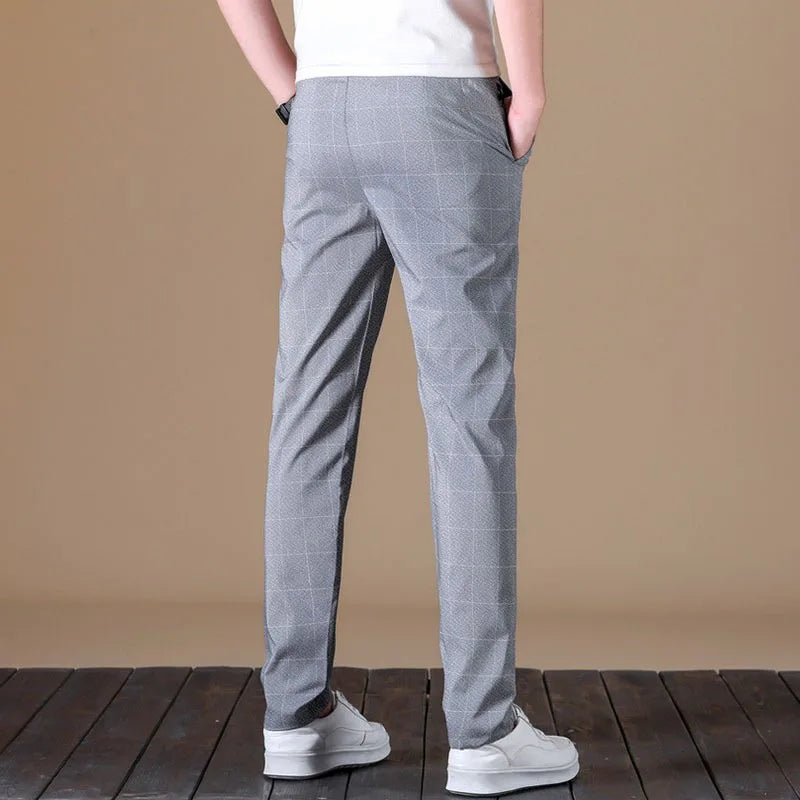 Men's Ice Silk Straight Elastic Waist Formal Pants