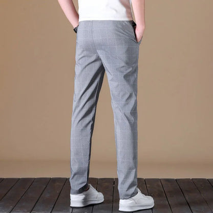 Men's Ice Silk Straight Elastic Waist Formal Pants