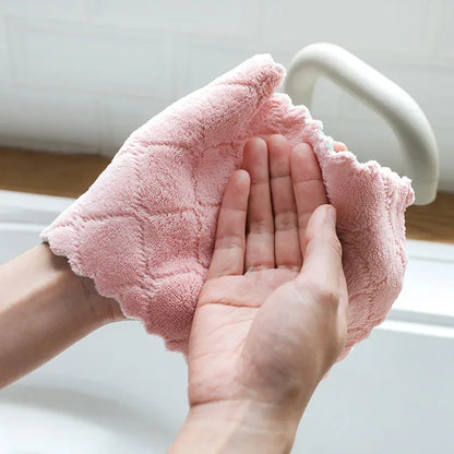 Fast-Drying Coral Velvet Kitchen Towels