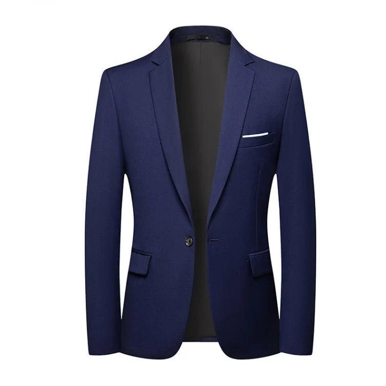 Men's Slim Fit Solid Color Single Breasted Blue Blazer