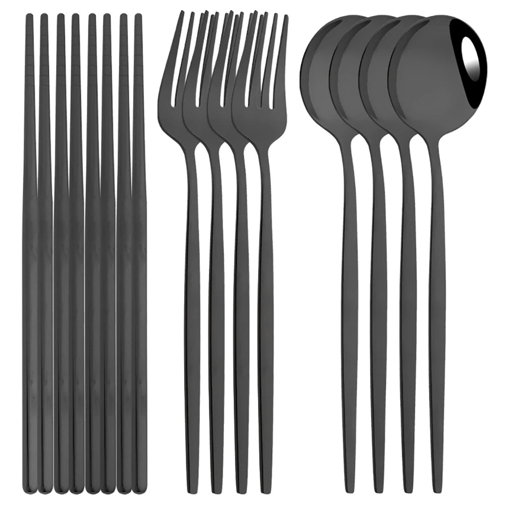 Edelstahl-Geschirrset in Gold und Grün