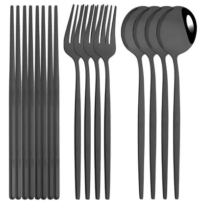 Edelstahl-Geschirrset in Gold und Grün