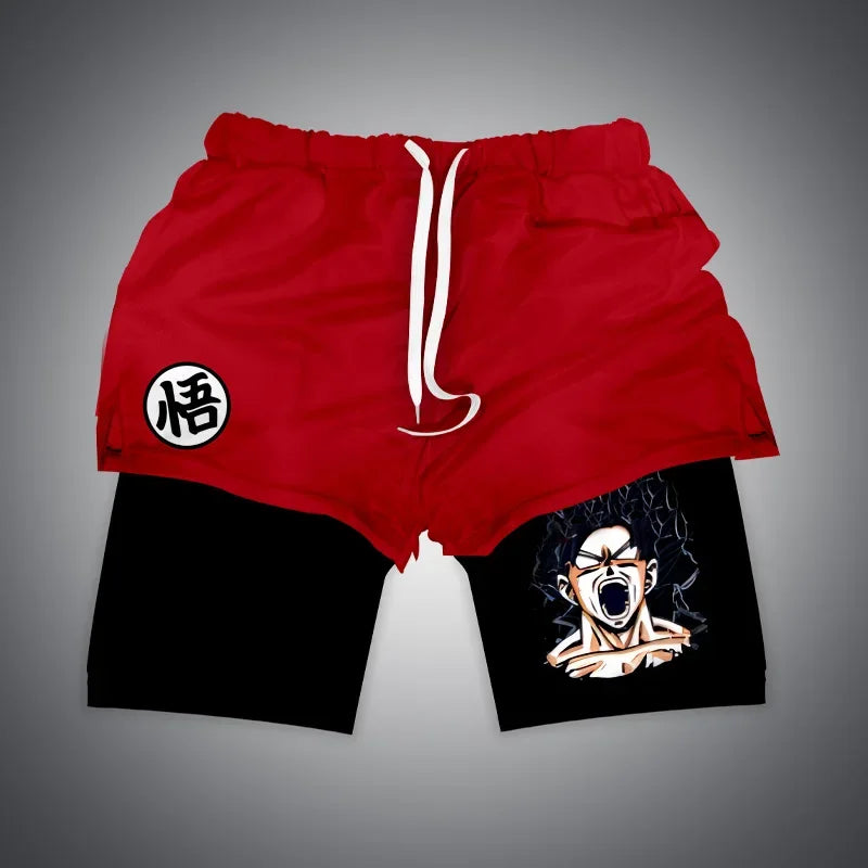 Dragon Ball & One Piece Anime Print Gym Shorts