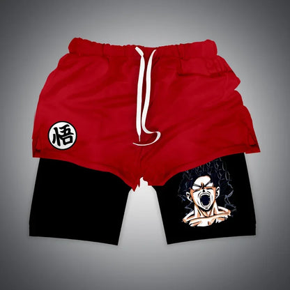 Dragon Ball & One Piece Anime Print Gym Shorts