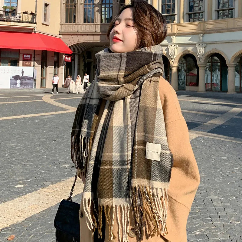 Korean Warm British Checker Winter Scarf