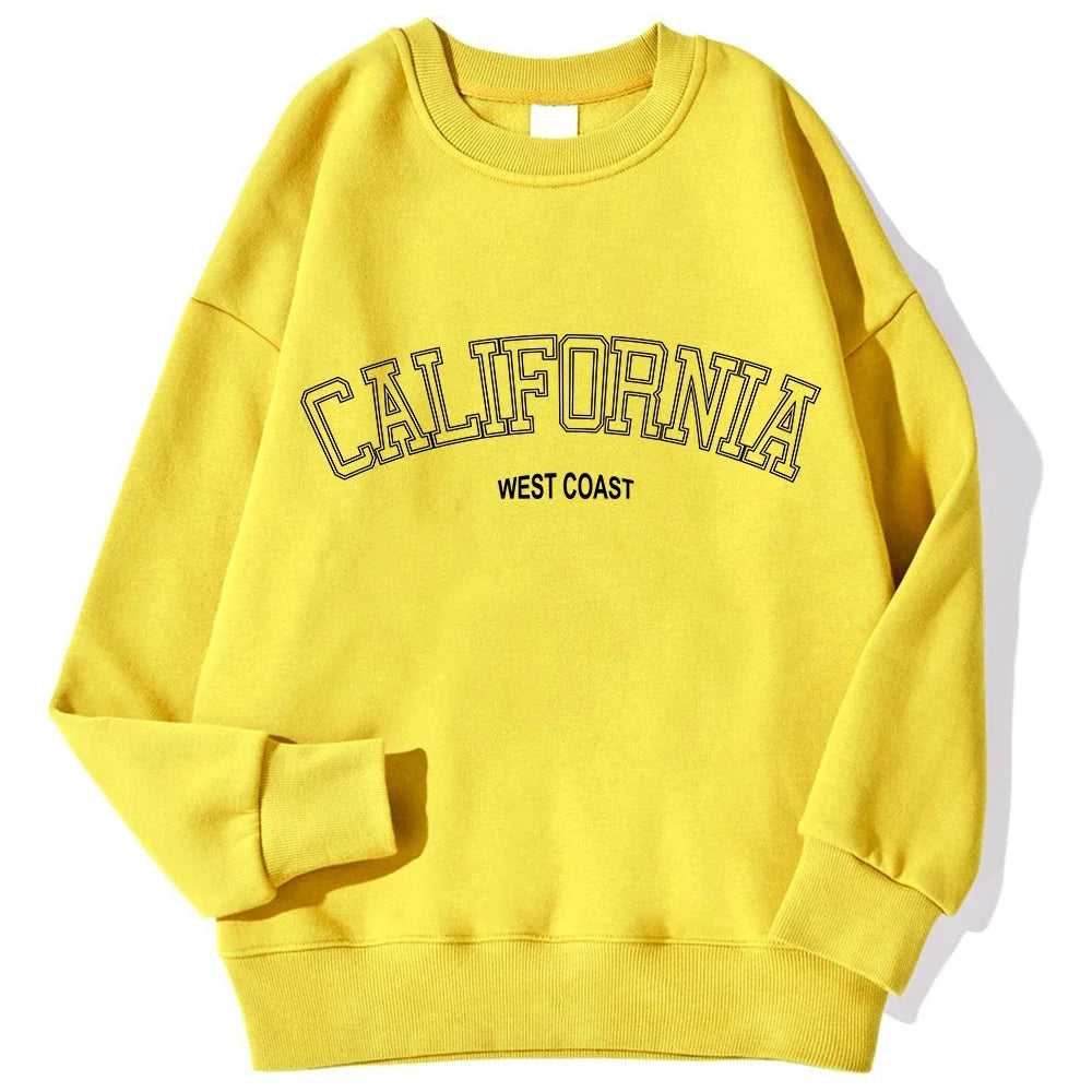 Women's Crew Neck California West Coast Print Hoodie