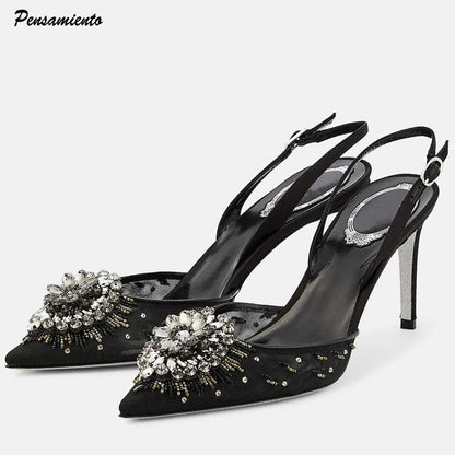 Pearl Decor Slingback Summer High Heels For Women