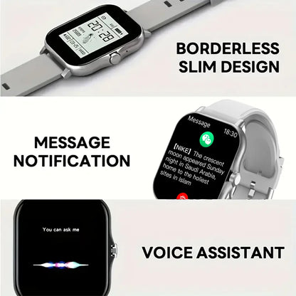 Bluetooth-Smartwatch mit Sprachanruf für Männer und Frauen, Sprachassistent, Sport und Fitness