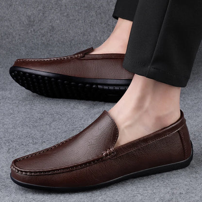 Mocassins en cuir véritable souple pour hommes