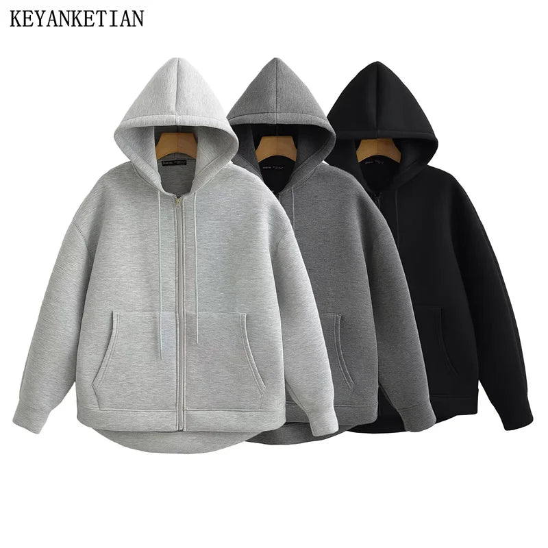 Women Streetwear Solid Hoodie Sweatshirts