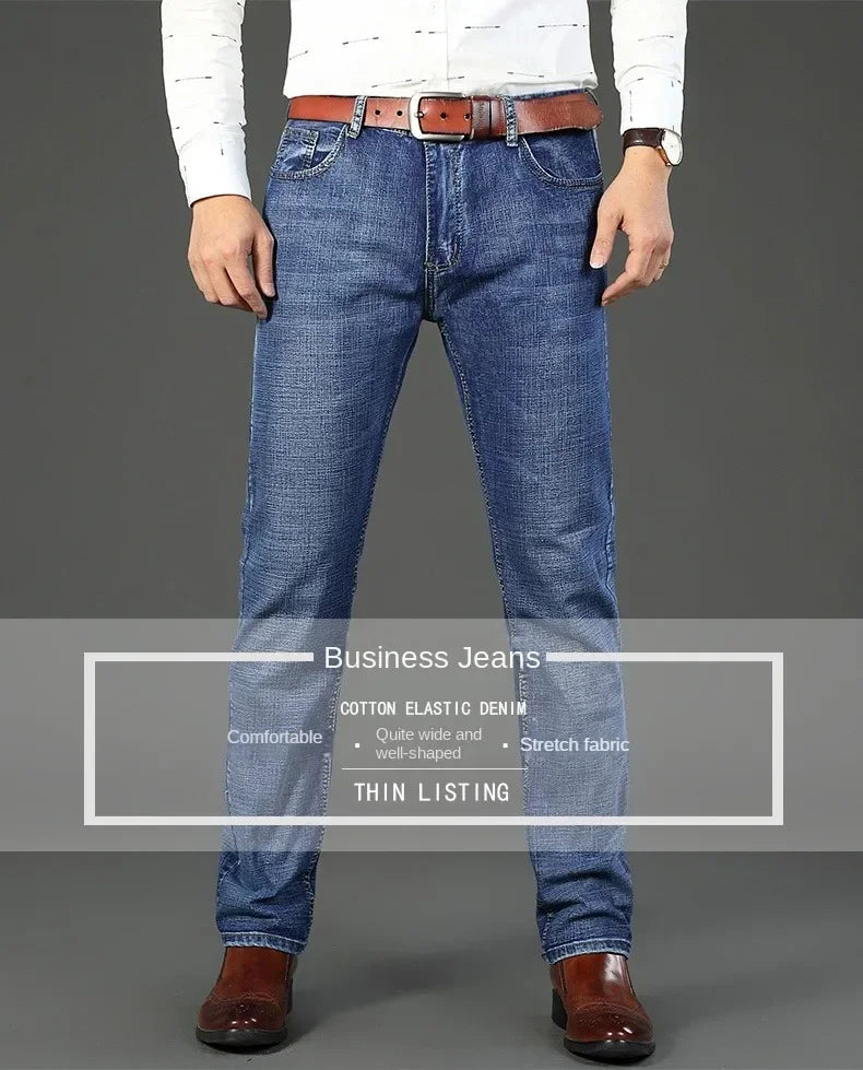 Men's Smart Straight Regular Blue Stretch Denim Jeans
