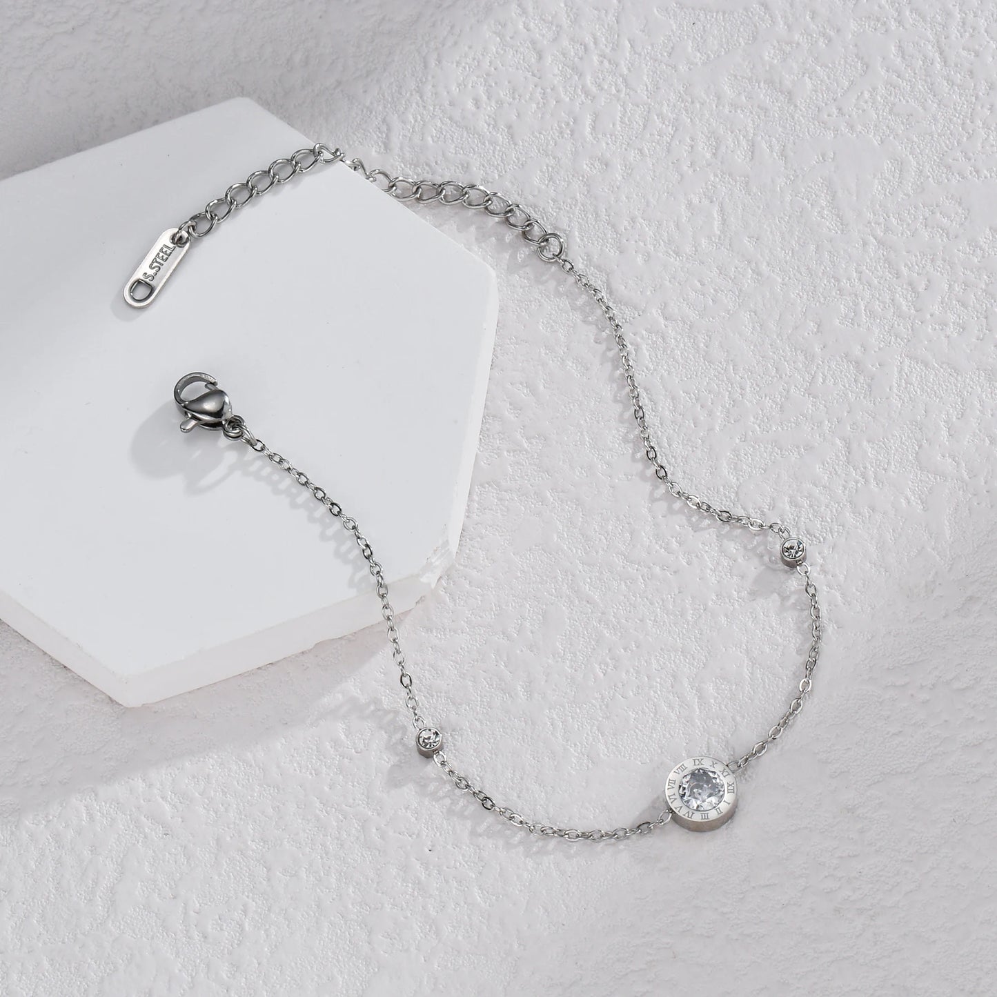 Heart-Shaped Zircon Stainless Steel Bracelet for Women