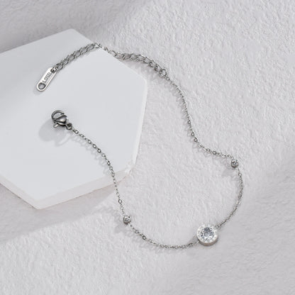 Heart-Shaped Zircon Stainless Steel Bracelet for Women