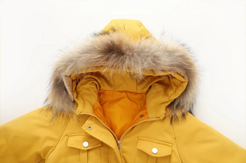 Kids Winter Jacket Insulated Snowsuit with Genuine Fur Hood