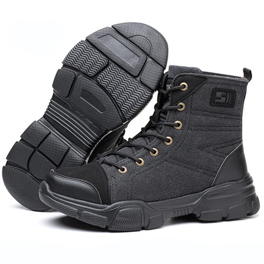 Men Work Safety Steel Toe High Top Sneakers
